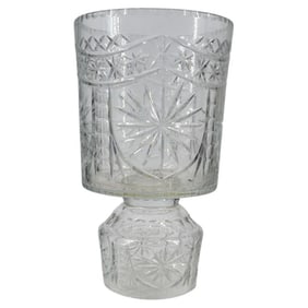 HUGE Vintage Cut Glass Footed Vase