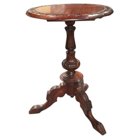 Antique Style Carved Tilt-Top Side or Wine Table