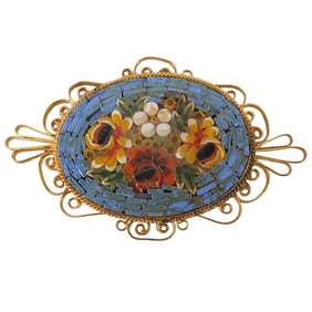 Vintage Italian Micro Mosaic Brooch