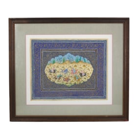 Hand Painted Persian Miniature on Vellum "Chovgan"