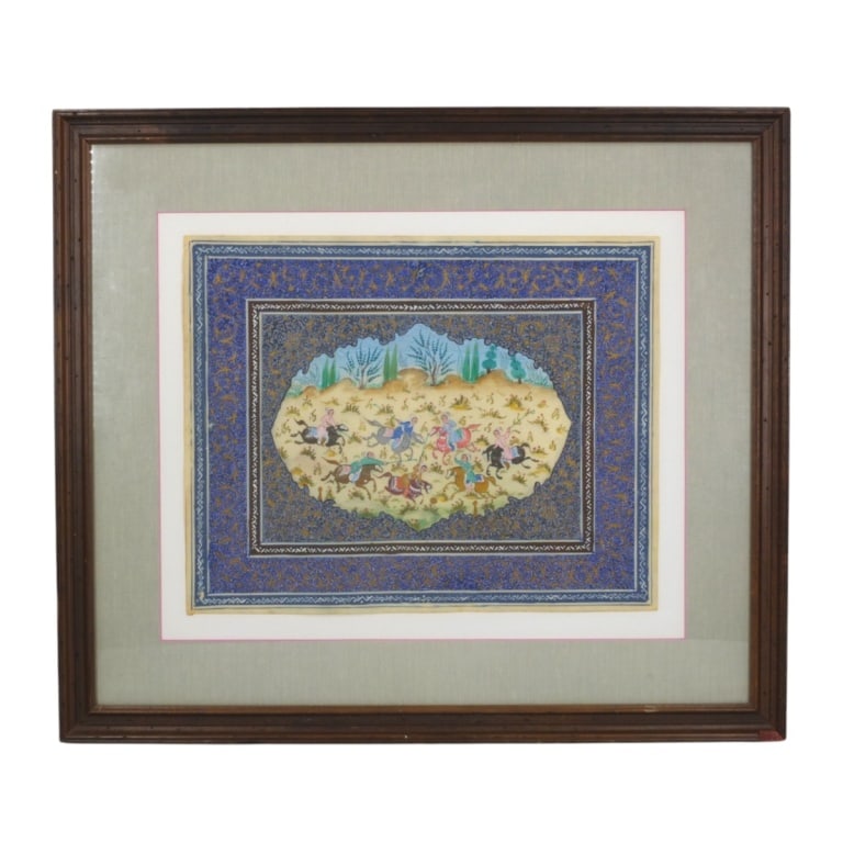 Hand Painted Persian Miniature on Vellum "Chovgan" (1 of 3)