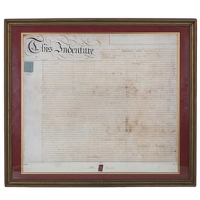 Antique Framed Indenture Document