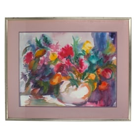Vintage Colorful Watercolor "Still Life", Signed