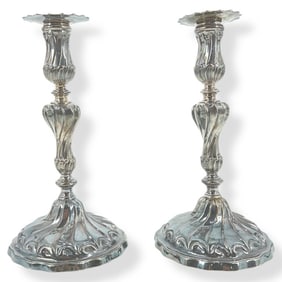 Pair Victorian English Silver Candlesticks