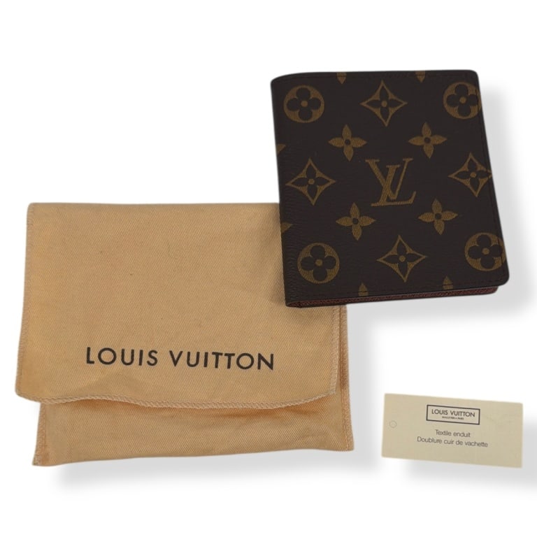Louis Vuitton Monogram Bifold Wallet: Louis Vuitton Monogram Bifold Wallet. With dust bag and original tag. Measures 4-1/2" x 4". Condition: Like new condition. Sorry, no box. Estimate 150 - 250 Domestic shipping Third Party