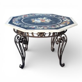 Pietra Dura Stone Inlaid Octagonal Table