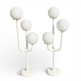 Pair 1970's White Acrylic Space Age Floor Lamps