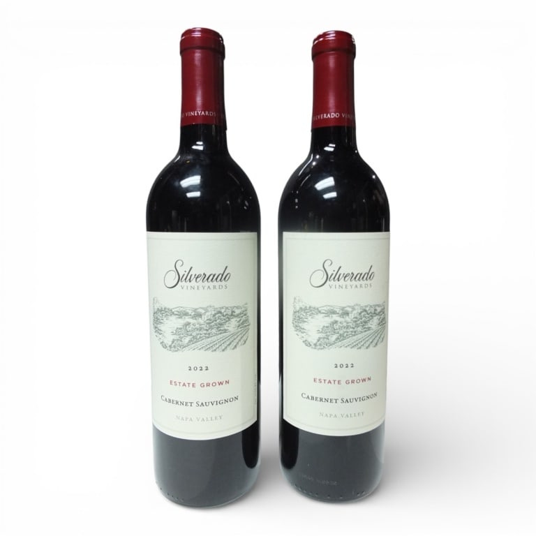 (2) Silverado 2022 Estate Grown Cabernet Sauvignon: (2) Silverado 2022 Estate Grown Cabernet Sauvignon, 750ml Bottles. Offered from a South Florida Private Collection. Bidders are purchasing the bottle and its historically significant, unbroken tax sta
