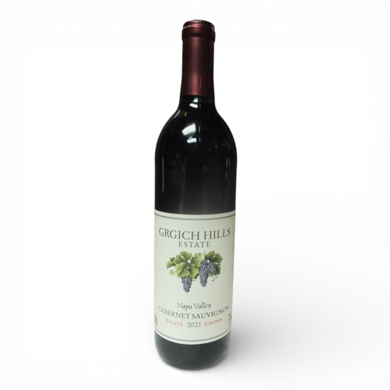 (1) Grgich Hills 2021 Estate Cabernet Sauvignon: (1) Grgich Hills 2021 Estate Cabernet Sauvignon, 750ml Bottle. Offered from a South Florida Private Collection. Bidders are purchasing the bottle and its historically significant, unbroken tax stamp.
