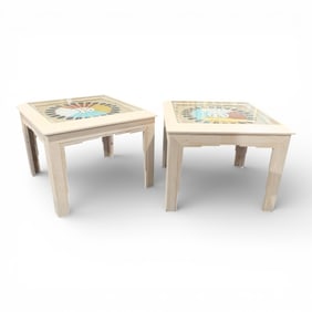 Pair Matching Navajo Sand Paintings as End Tables