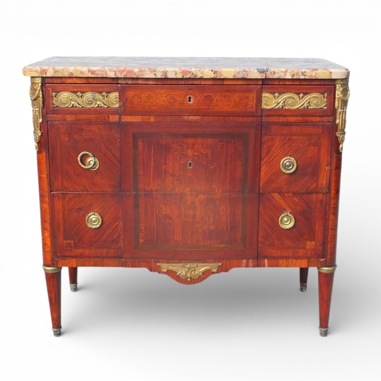 Antique French Louis XV Style Marquetry Commode (1 of 10)