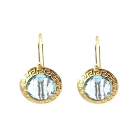 Pair of 14K Yellow Gold & Blue Topaz Earrings
