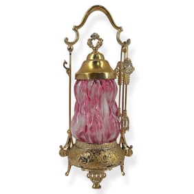 Meriden Victorian Blown Glass Gilt Pickle Castor