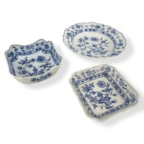 3 Meissen Blue Onion Dinnerware Serving Pieces
