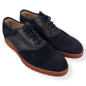 Pair Louis Vuitton Navy Suede Brogue Oxford Shoes