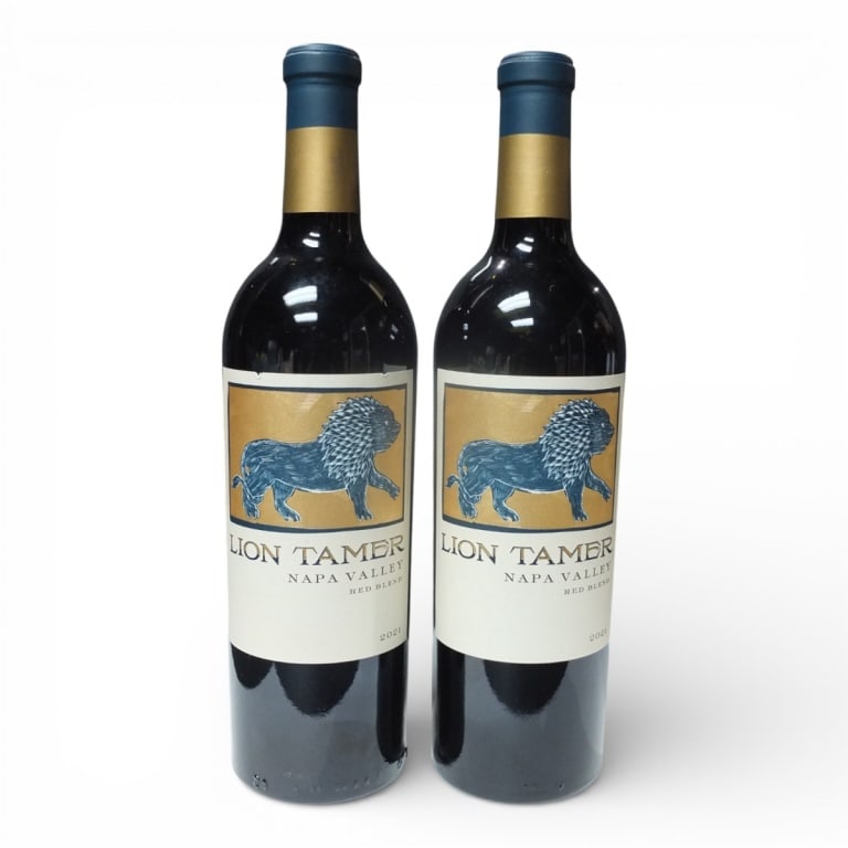 (2) Lion Tamer 2021 Napa Valley Red Blend: (2) Lion Tamer 2021 Napa Valley Red Blend, 750ml Bottles. Offered from a South Florida Private Collection. Bidders are purchasing the bottle and its historically significant, unbroken tax stamp. The o