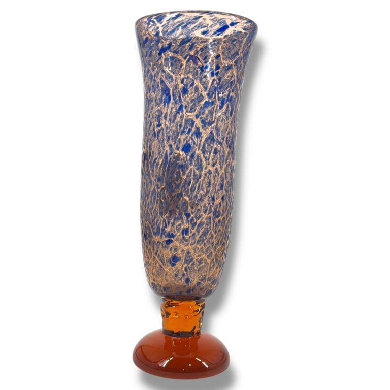 Hand Blown Art Glass Footed Vase (1 of 3)