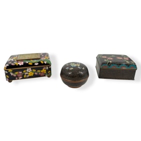 3 Chinese Republic Cloisonne Trinket Boxes