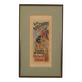 Jules Cheret Color Lithograph Aux Buttes Chaumont