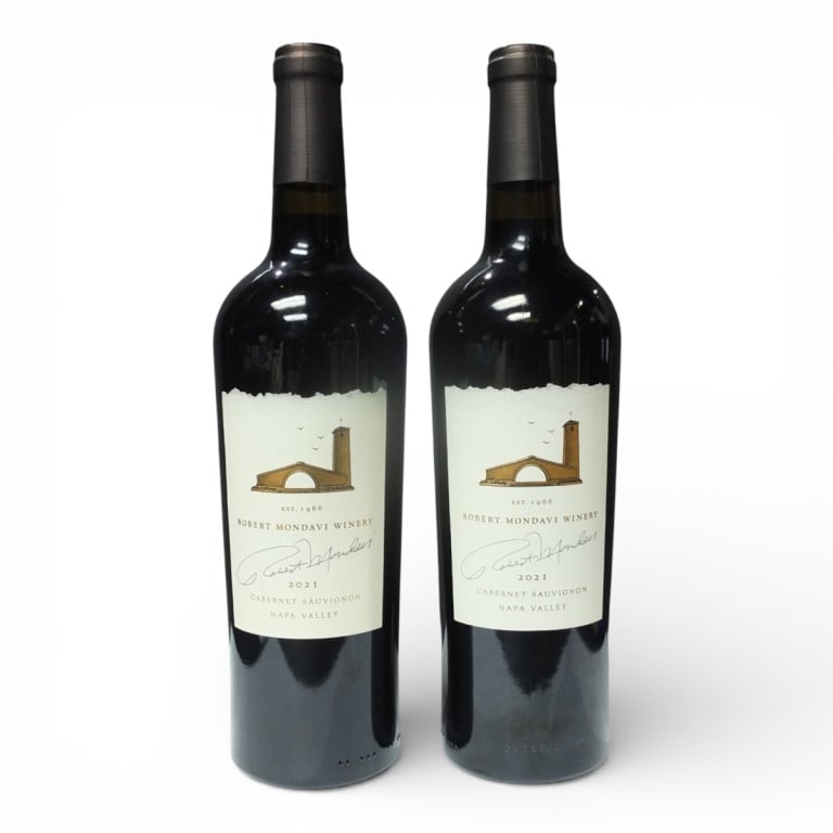 (2) Robert Mondavi 2021 Napa Cabernet Sauvignon: (2) Robert Mondavi 2021 Napa Valley Cabernet Sauvignon, 750ml Bottles. Offered from a South Florida Private Collection. Bidders are purchasing the bottle and its historically significant, unbroken tax