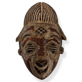 Vintage Punu Mukudji Gabon Polychrome Carved Mask