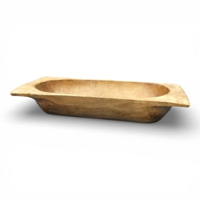 Large Carved Exotic Wood Hand Hewn Dough Bowl