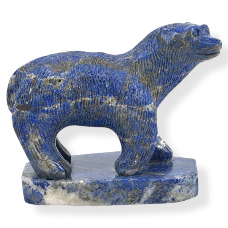 Carved Lapis Polar Bear Figure: Carved Lapis Polar Bear Figure. Unsigned. Measures 3-1/2" H x 4". Weighs approx. 467 grams. Condition: Good condition. Estimate 160 - 260 Domestic shipping Third Party