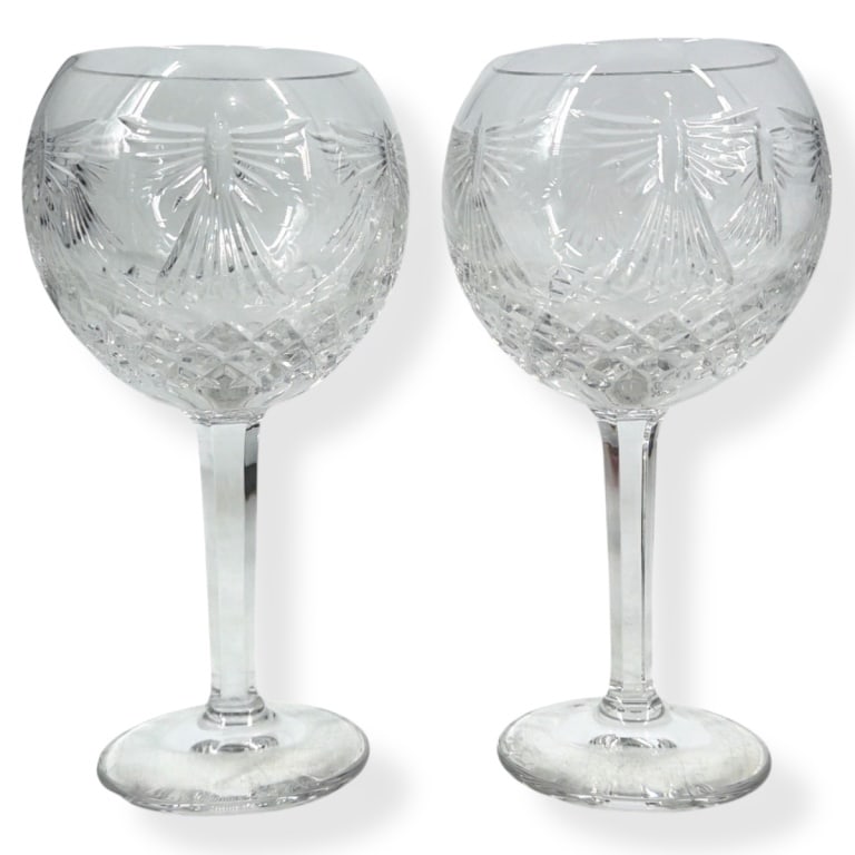 2 Waterford Millenium Series Toasting Goblets: 2 Waterford Crystal Millenium Series Toasting Goblets. Signed Waterford, David Grant 2000. Measures 8". Condition: Good condition, no chips or cracks. Estimate 60 - 100 Domestic shipping Third Party