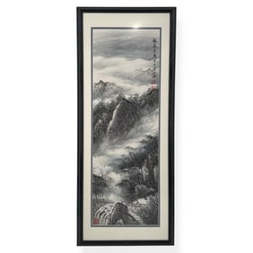 Vintage Chinese Watercolor "Snowy Mountain"