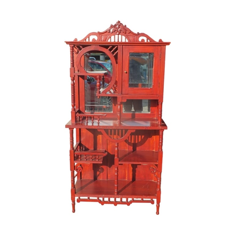 Victorian Style Mahogany Etagere: Victorian Style Mahogany Etagere. Unsigned. Measures 71" H x 35-1/2" x 14-1/2". Condition: Good condition consistent with age and use. Estimate 50 - 100 Domestic shipping Third Party