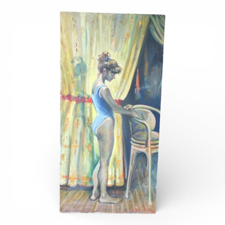Large Vintage Oil on Canvas "Ballet Dancer" Signed (1 of 5)