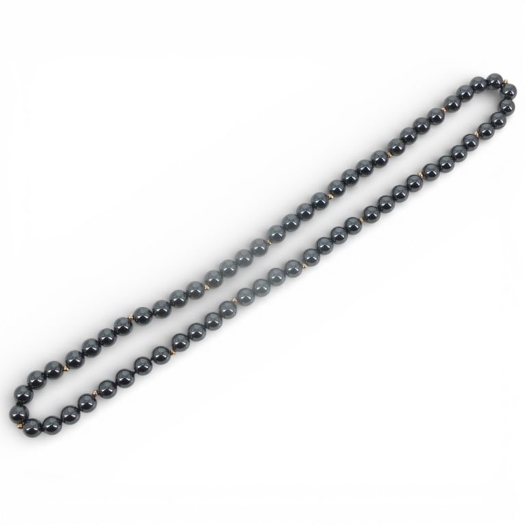 Vintage 14 K Hematite Beaded Necklace (1 of 3)
