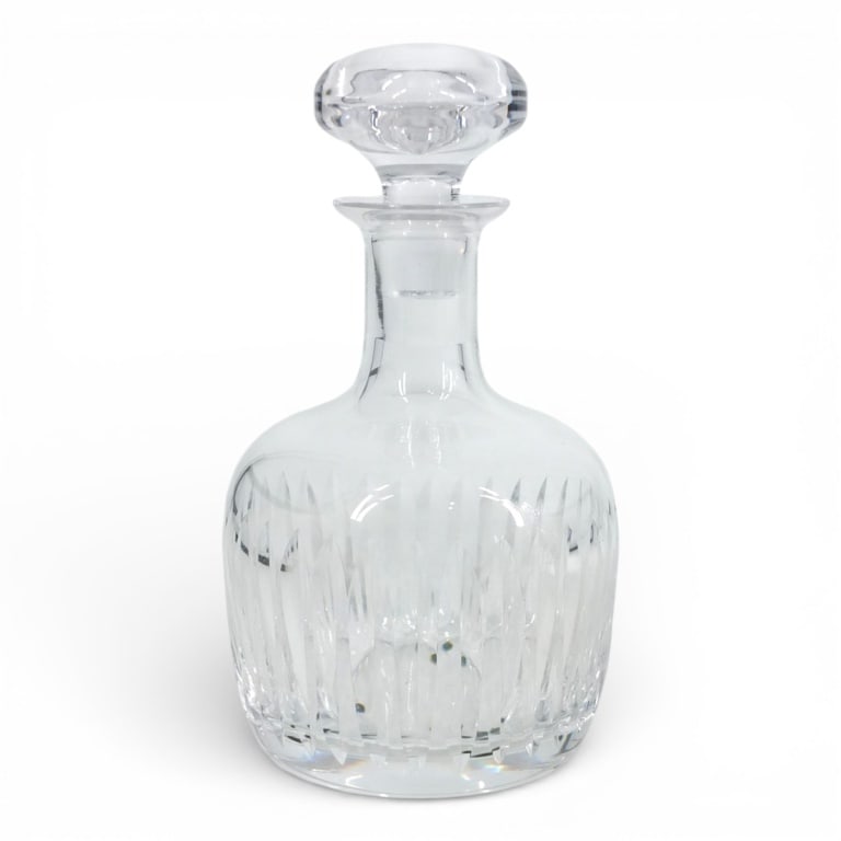 Vintage Lalique Cut Crystal Decanter: Vintage Lalique Cut Crystal Decanter. Signed. Measures 9-1/2" x 5". Condition: Normal scuffs on the base otherwise good condition. Estimate 150 - 250 Domestic shipping Third party