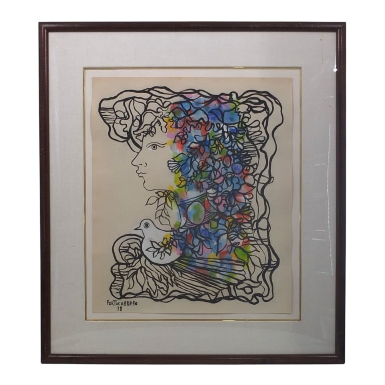 Mixed Media "La Flora" Signed Rene Portocarrero (1 of 5)