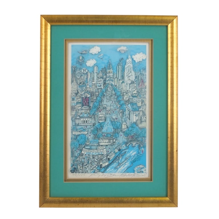 Charles Fazzino 3D Serigraph "Philly by Day": Charles Fazzino, American (b. 1955) 3D Serigraph "Philly by Day". Pencil signed and numbered 168/475 by the artist. Framed, matted and presented under glass screen. Measures14-1/4" x 10-1/4" overall i