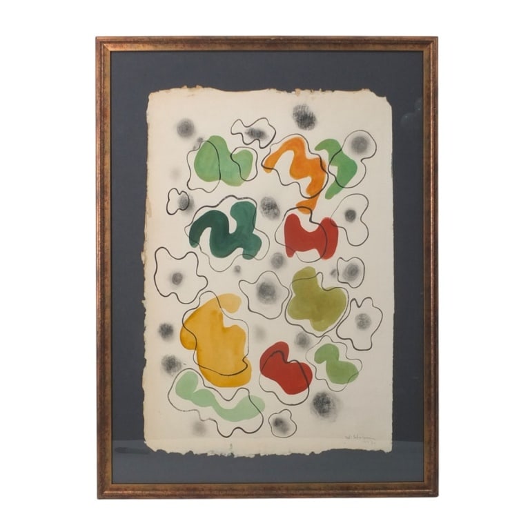 Signed Wladyslaw Strzeminski Oil/Paper "Oak" 1943: Possibly: Wladyslaw Strzeminski (Polish, 1893-1952) Oil on Paper "Oak". Signed and dated 1943 lower right. Framed and presented under glass screen. Full sheet measures 25-1/2" x 17", frame measures