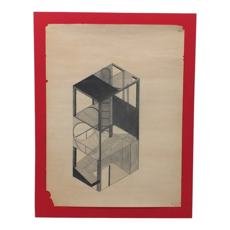 Possibly Al Held Graphite on Paper "MOV. 77 " (1 of 4)