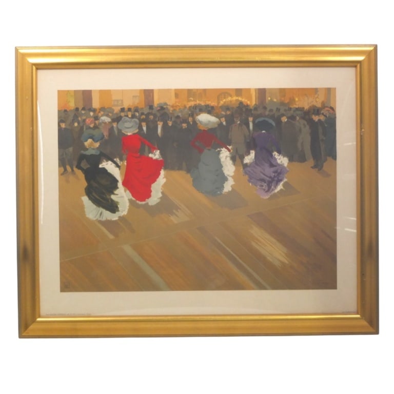 Louis Abel-Truchel Lithograph "Le Quadrille": Louis Abel-Truchet, French (1857-1918) Color Lithograph "Le Quadrille". Published by Eugene Verneau, Paris. Signed in print. Well framed and presented under acrylic screen. Measures 25" x 32-1/4", fra