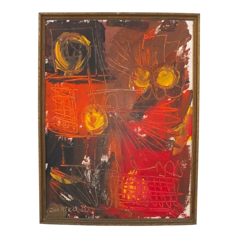 Signed Lea Nikel Oil/Canvas Board "Abstract '51" (1 of 5)