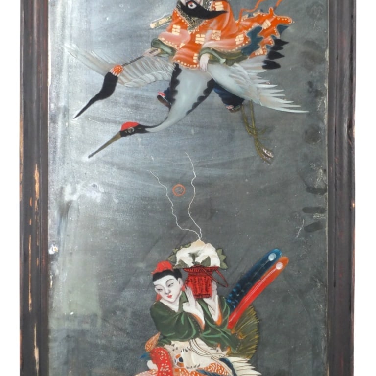 Possibly 18C Chinese Reverse Painted Mirror Plaque - 2