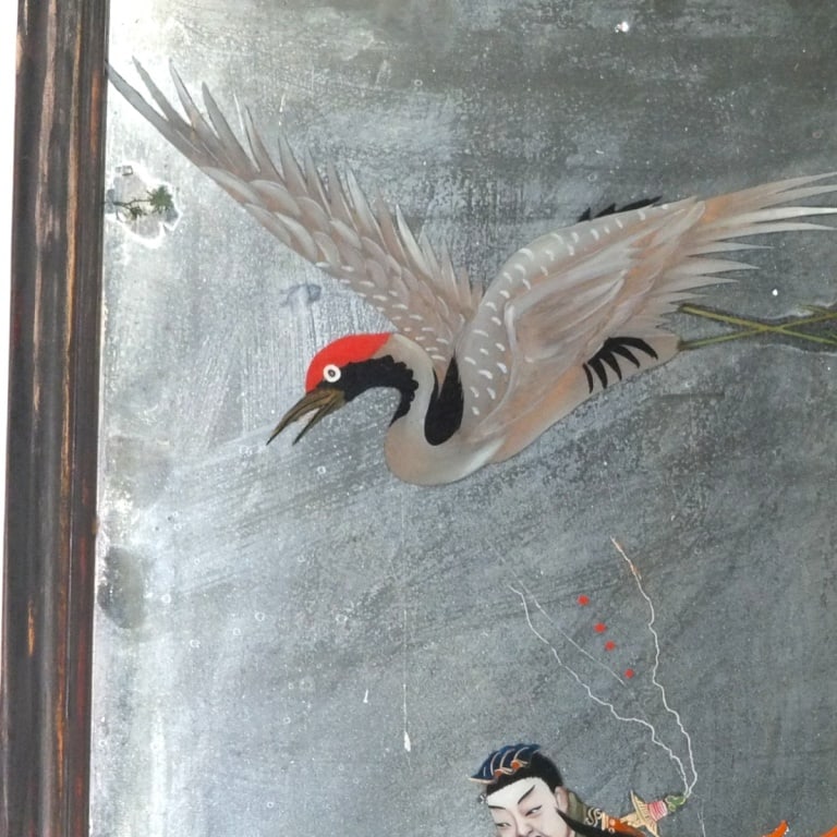 Possibly 18C Chinese Reverse Painted Mirror Plaque - 3