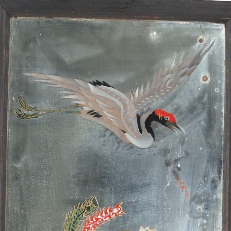 Possibly 18C Chinese Reverse Painted Mirror Plaque - 5