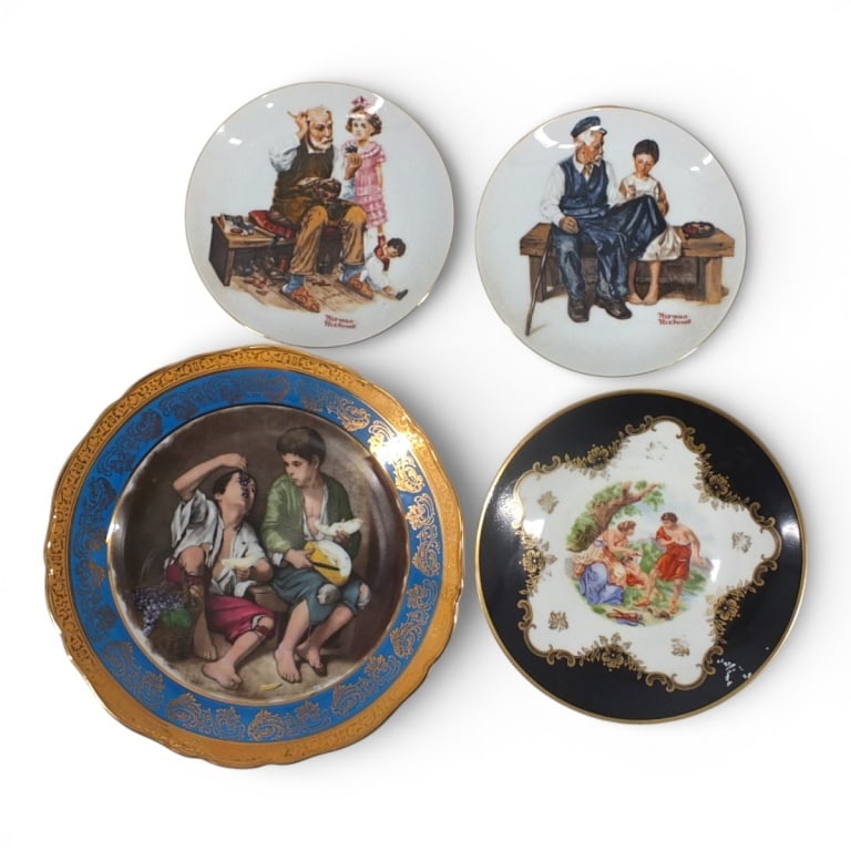 4 Vintage Collectors Plates: Limoges, Rockwell + (1 of 5)
