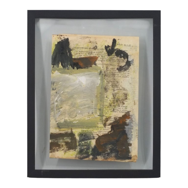 Purvis Young, American (1943 - 2010): Purvis Young, American (1943 - 2010) Double Sided Mixed Media on Found Paper "Abstract Composition" Signed. Frame measures 14-3/4", 11-7/8". Condition: Good condition. Estimate 100 - 300 Domestic ship