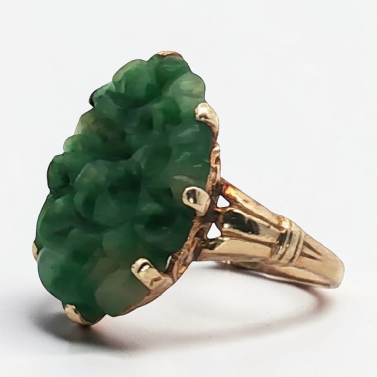 Vintage 14K & Carved Jade Ring (1 of 6)