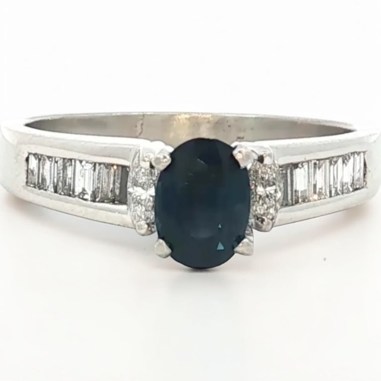 Vintage Platinum Diamond / Sapphire Ring (1 of 5)
