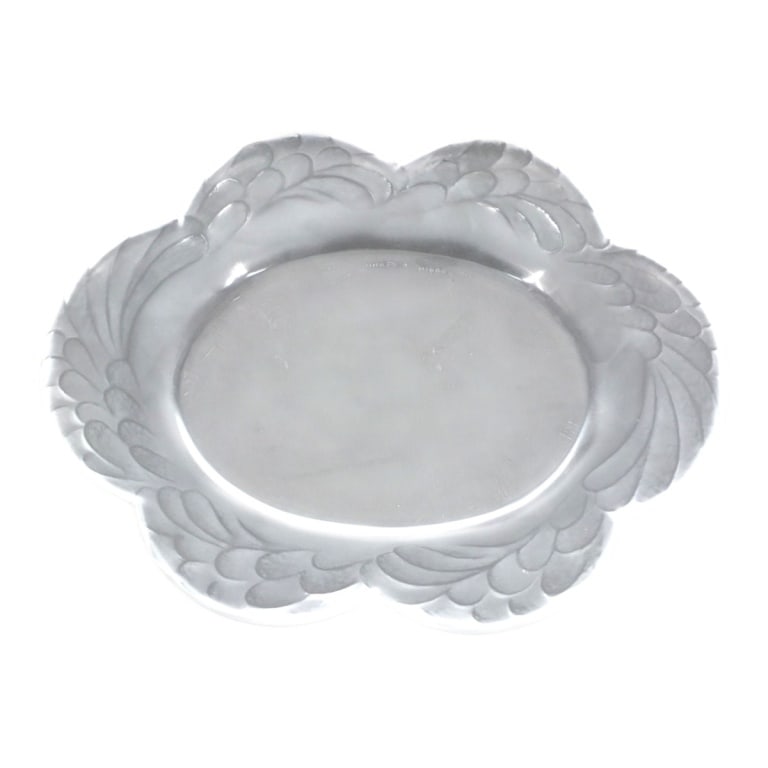 Lalique "Piriac" Plate: Lalique "Piriac" Frosted Crystal Plate. Signed. Measures 1-3/8" x 10-3/4" x 8-7/8". Condition: Good condition. Estimate 300 - 500 Domestic shipping Third party