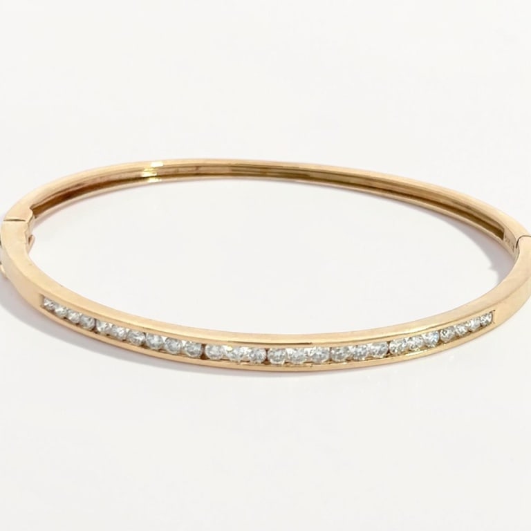 Vintage 14K & Diamond Bangle Bracelet (1 of 4)