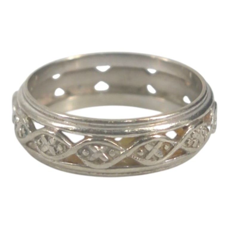 14K White Gold "Celtic" Ring Size 6: 14K White Gold "Celtic" Ring, Size 6. Stamped 14K. Weighs approx. 3 grams. Estimate 200 - 400 Domestic shipping Third Party