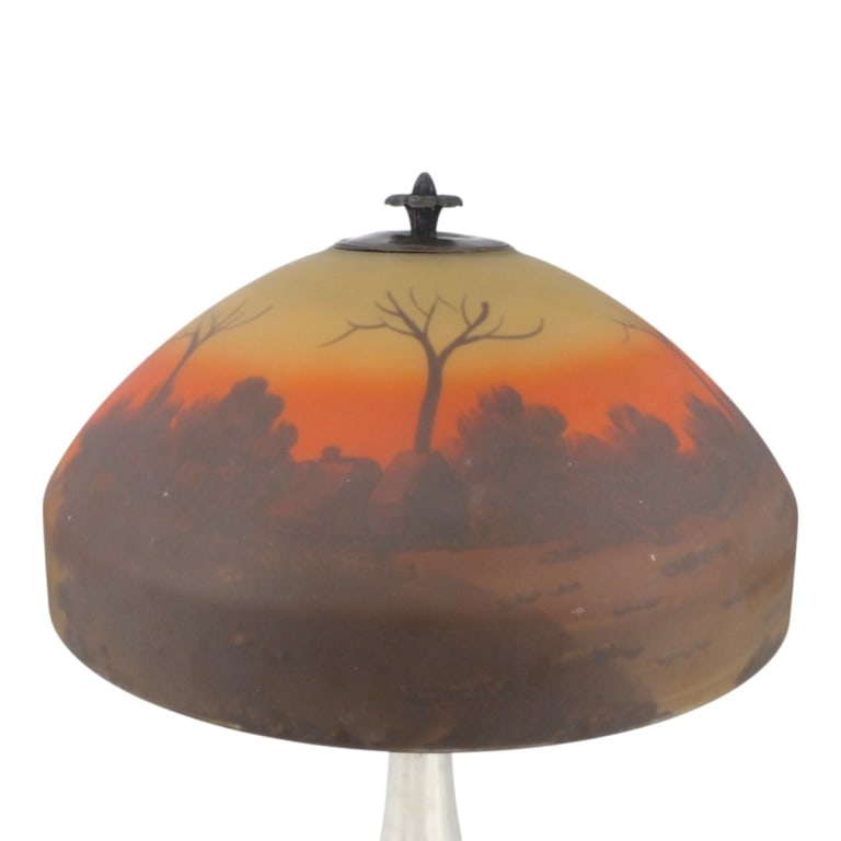Pittsburg Lamp Reverse Painted Shade, Plated Base - 5
